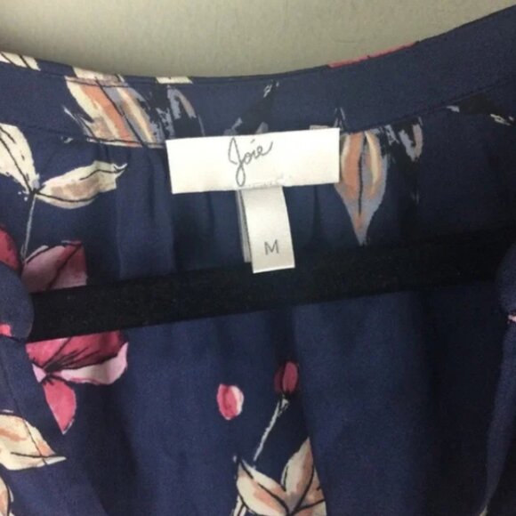 Joie Women's Navy Floral CRISBELL Silk Flutter Sleeve Blouse, Size Medium - Picture 9 of 9